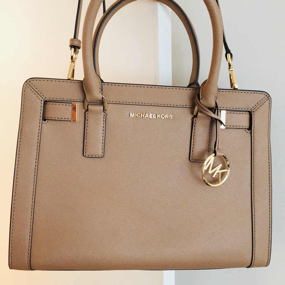 MK Leather Large Satchel with Crossbody Belt